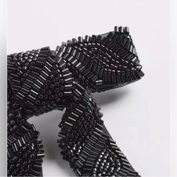 Elegant Black Beaded Bow Barrette - Picture 3 of 3